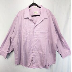 Pronto Uomo Mens Purple 80s 2 Ply Non Iron Button Down‎ Dress Shirt 19 34/35